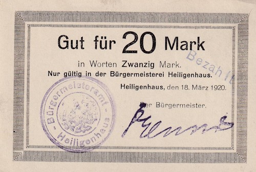 Heiligenhaus stadt 20 mark - heiligenhaus,