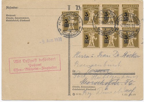 Postkarte flugpost flims - flugpost,