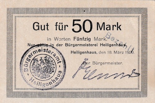 Heiligenhaus stadt 50 mark - heiligenhaus,