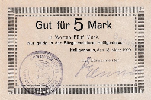 Heiligenhaus stadt 5 mark - heiligenhaus,