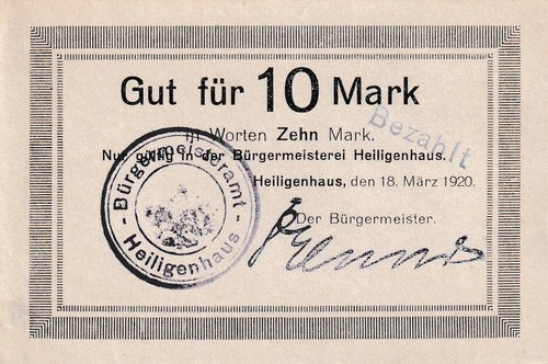 Heiligenhaus stadt 10 mark - stadt,