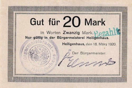 Heiligenhaus stadt 20 mark - heiligenhaus,